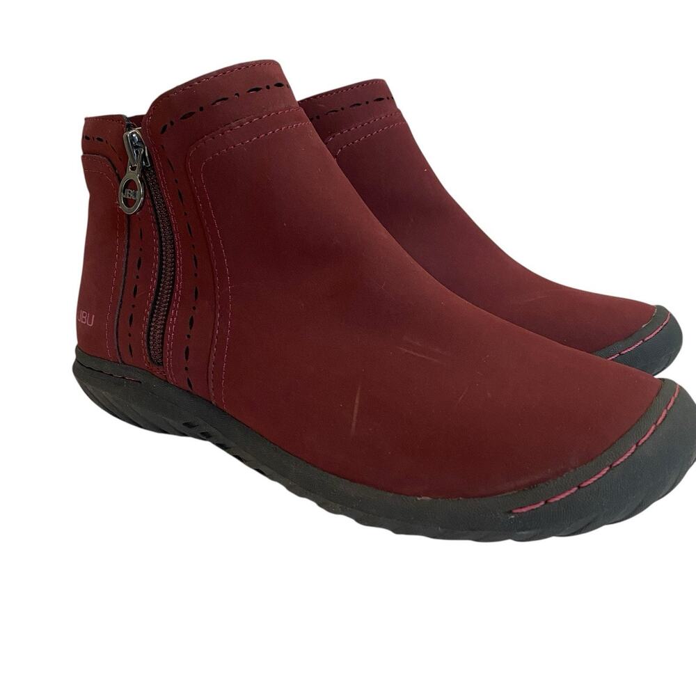 Jbu Memory Foam Do Juno Women Sz 7‎ M Burgundy Ankle Length Zip Up Chelsea Boots